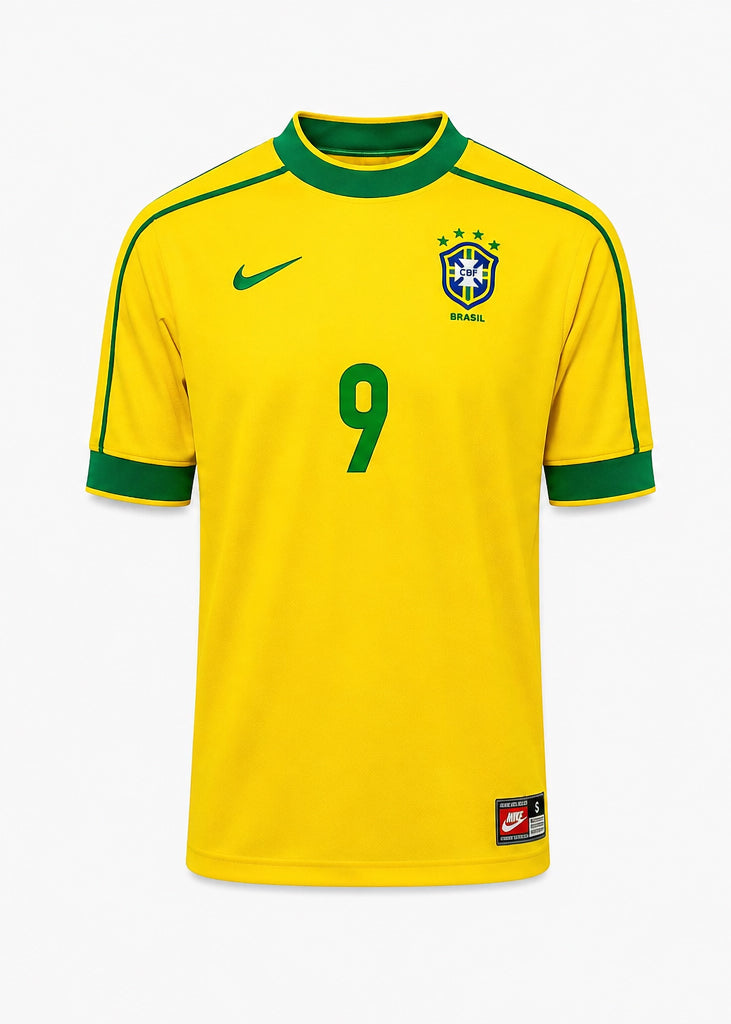 Brazil Home Shirt World Cup 1998 Ronaldo 9